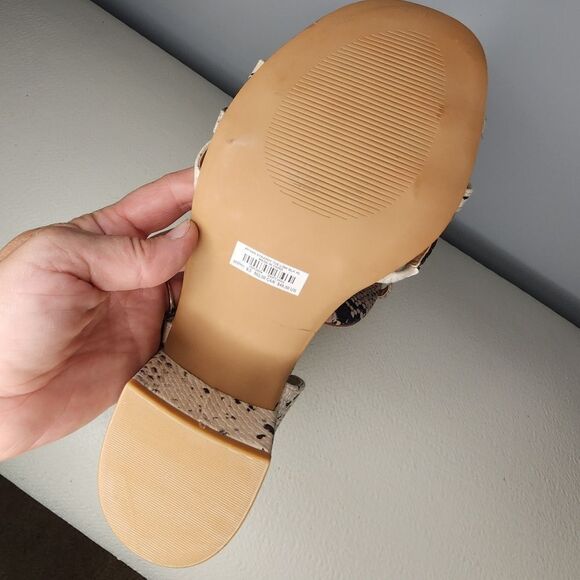 Torrid Sandals Womens 8.5 Wide Faux Tan Snake Skin Double Strap Stack Heel Shoes - Picture 4 of 5